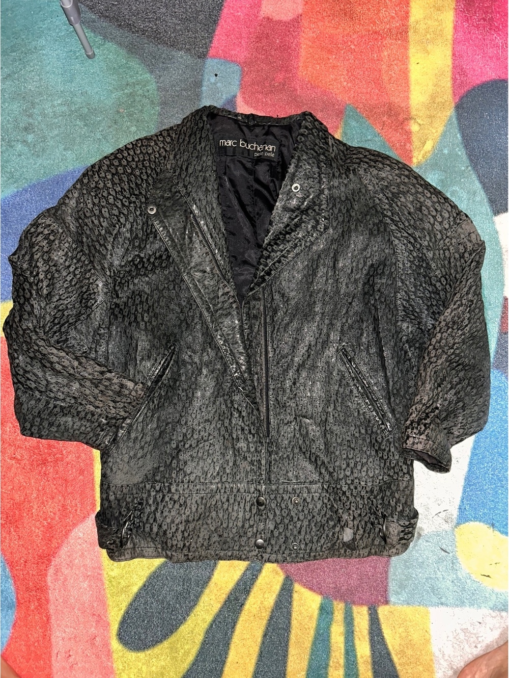 Marc Buchanan Men's Black Textured Leather Jacket